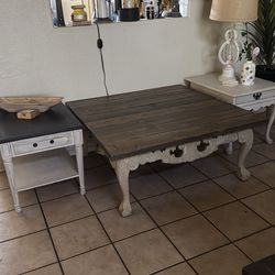 3-Piece Rustic Living Room Table Set – Coffee Table + 2 End Tables – $150