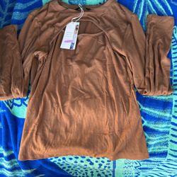 Large Ribbed Brown Long Sleeve 
