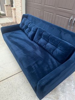 Beautiful  West Elm Crosby Mid-Century Blue Velvet Sofa