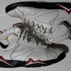 Nike air Jordan retro 7 cardinal sz 10 beaters!!!! These shoes are heavily creased and scuffed with some heel drag I tried to show as many flaws as po