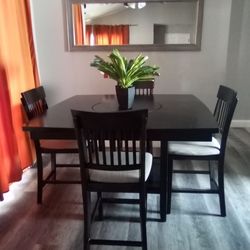 COUNTER HEIGHT DINING TABLE WITH LAZY SUSAN BUILT-IN 