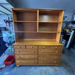 Solid wood 10 drawer dresser/hutch