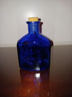 Art Studio Small Dark 8 sided Cobalt Blue Bottle