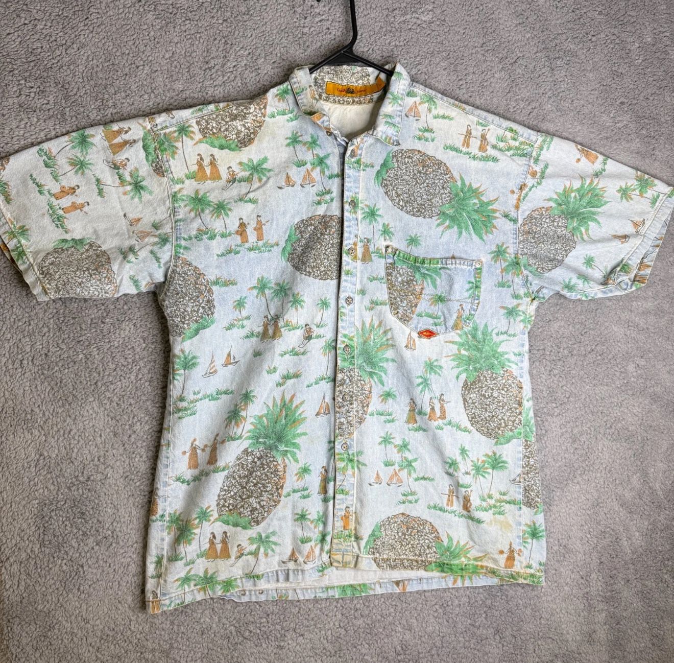 Hawaiian Shirt Men Size L Aloha Button Up Quicksilver