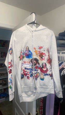 White Graphic Zip up