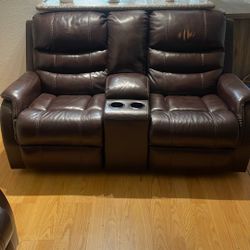 Leather Reclining  Sofa Set 