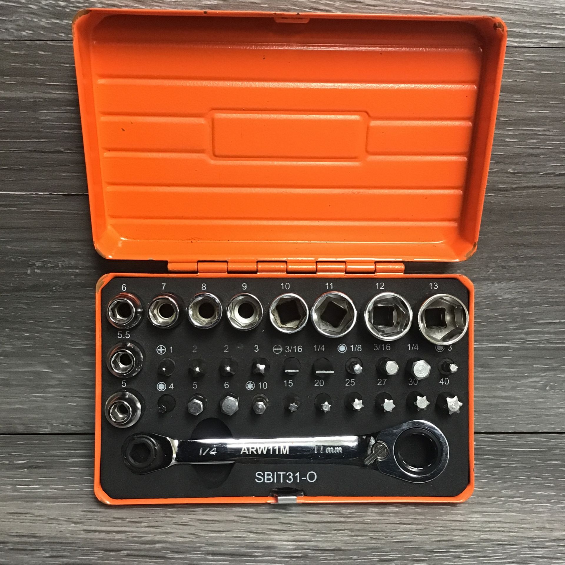 Matco Tools SBIT31-O 31pc Low Profile 1/4” Ratchet Socket Bit Set
