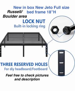 New in box NEW JETO Full Size metal Bed Frame,18”H, holds 1100 lbs. Russell/Boulder area