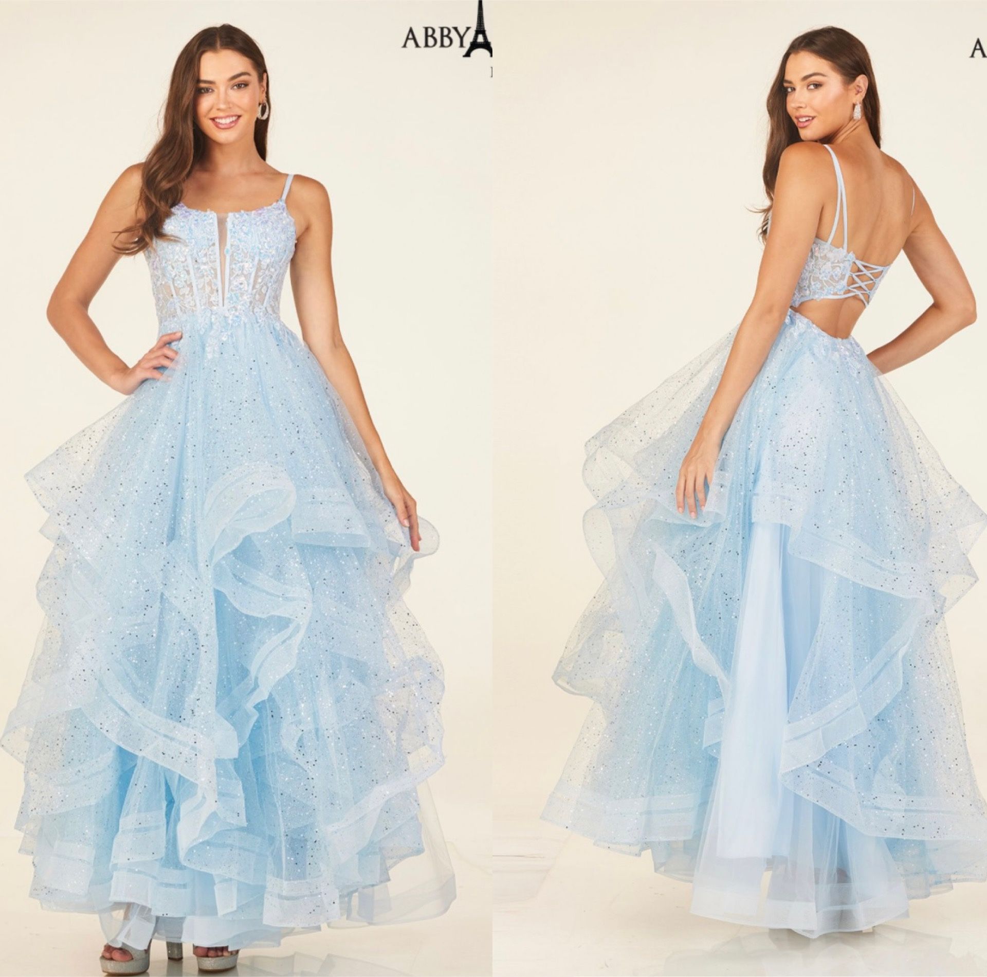 New With Tags Abby Paris Lace & Sparkly Layered Long Formal Dress & Prom  Dress $279