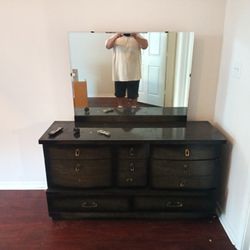 Wood Dresser And Mirror