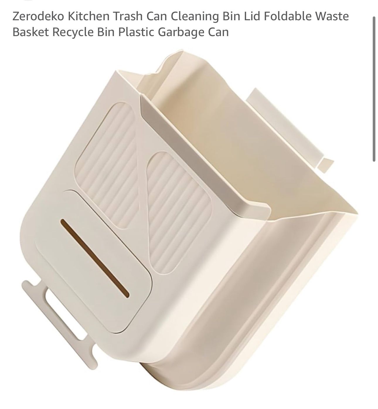 Zerodeko Kitchen Trash Can Cleaning Bin Lid Foldable Waste Basket Recycle Bin Plastic Garbage Can