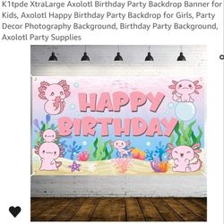 Axolotl Happy Birthday Backdrop