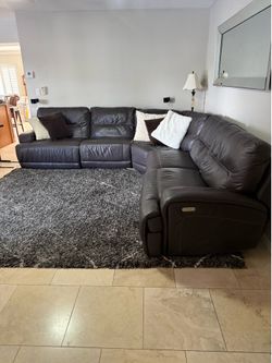 Leather reclining sectional