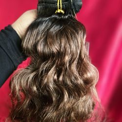 14" Natural Wave Human Hair Clip Ins   Brown Ombre  1B/t4 