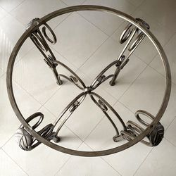 TABLE BASE – 27-3/8” ROUND METAL WROUGHT IRON DESIGNER TABLE BASE DININGROOM / BREAKFAST ROOM TABLE BASE – JUST TABLE BASE - NO GLASS OR CHAIRS INCLUD