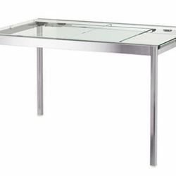 IKEA glass top extendable dining table