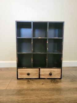 Rustic Black Farmhouse Wall Cubby Organizer Shelf with Drawers!