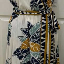 Nine West Wrap Maxi Dress Tropical Floral L