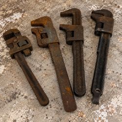 Vintage Moore Drop Forging Wrench Lot 4 Adjustable Monkey Tools 7-9” USA