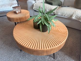 COZAYH 2-Piece Nesting Coffee Table - Round Table - Modern Farmhouse