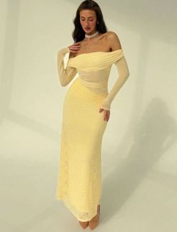Yellow Off Shoulder Long Sleeve Dress