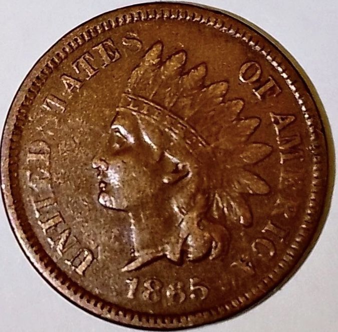1865 U.S. INDIAN HEAD CENT COPPER PENNY 1c COIN (VF/XF Very Fine to Extra Fine)