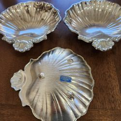 3 Shell Silver Dishes