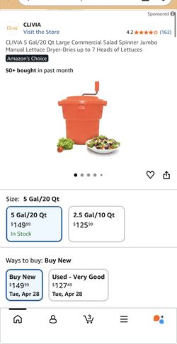 Clivia 5 Gallon 20 Qt Commercial Salad Spinner Vegetable Lettuce Dryer Washer