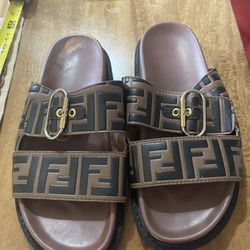 Fendi Zucca Leather Sandals 