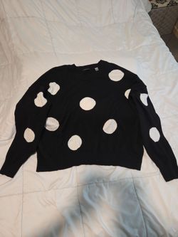 Tahari Black Polka Dot Knit Sweater