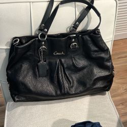 Coach black leather bag