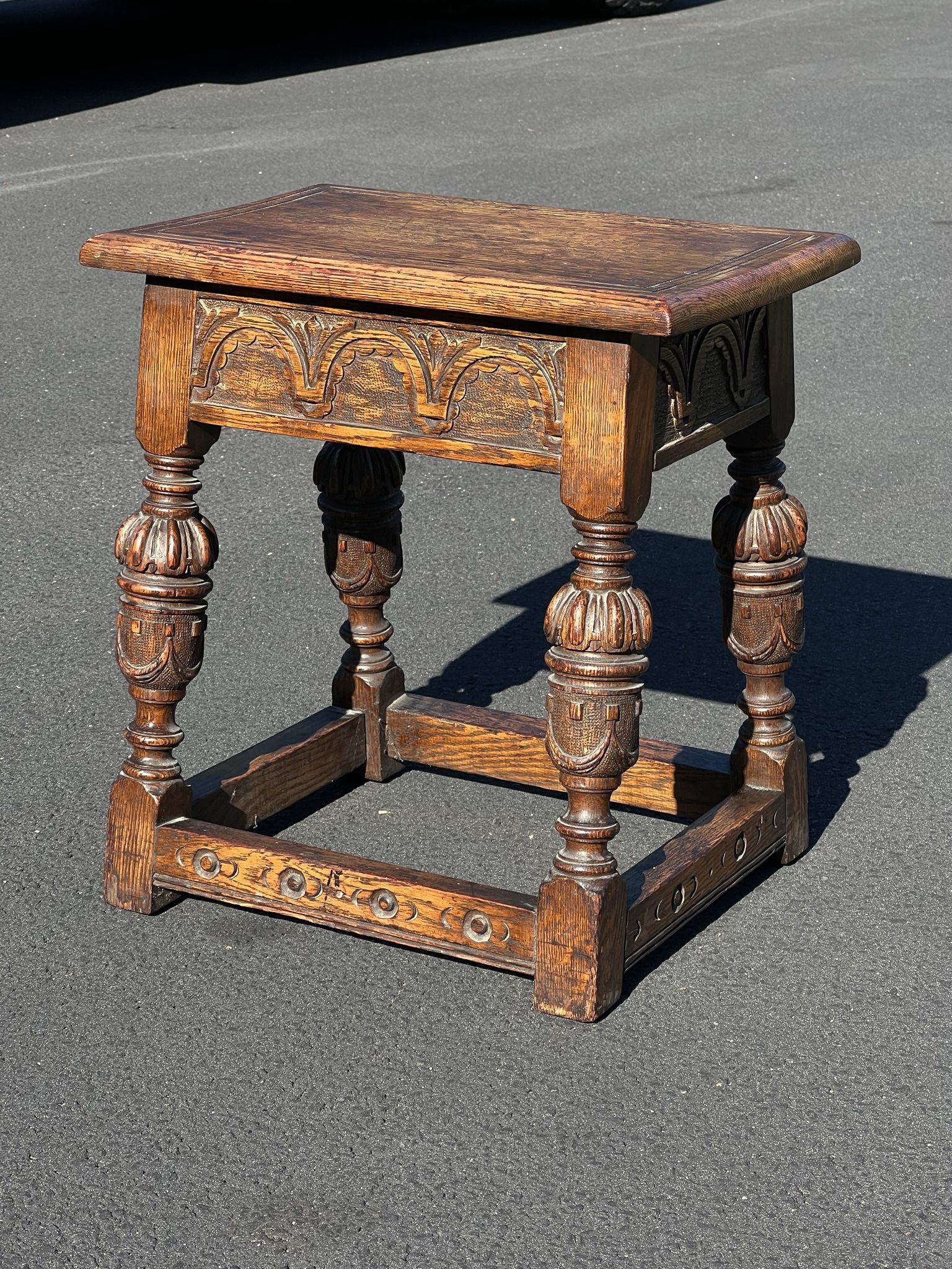 Antique English Oak Joint Stool