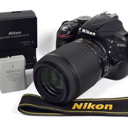Exc.+ Nikon D3300 24.2mp Digital DSLR Camera w/ MINT Nikon 55-200mm AF-S VR Lens & Battery & Charger