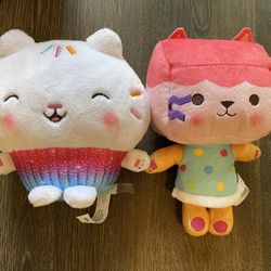 Gabby’s Dollhouse Cakey Cat Plush 8” Stuffed Doll Used Rare & box cat lot of 2