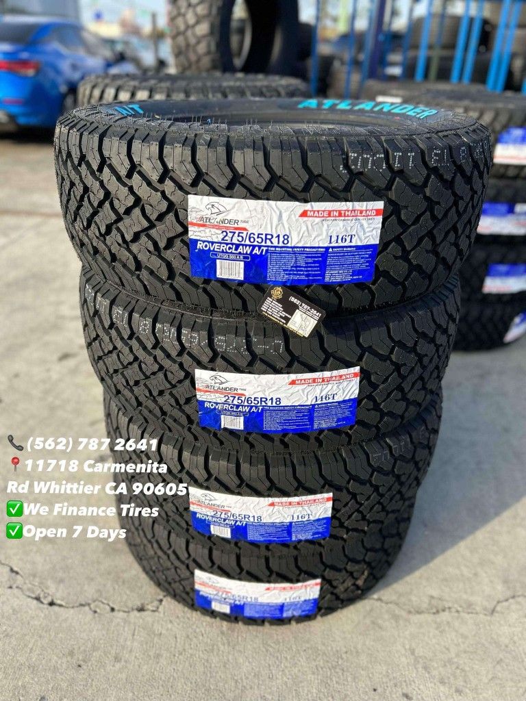 275/65R18 Atlander A/T New Set of Tires Installed and Balanced Set de Llantas Nuevas Instaladas y Balanceadas