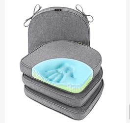 SUNROX Gel Memory Foam Chair Cushion with Ties, Ultra Durable Water Resistant FadeShield Outdoor/Indoor Reversible Chair Seat Cushion 17 x 16 inch Set