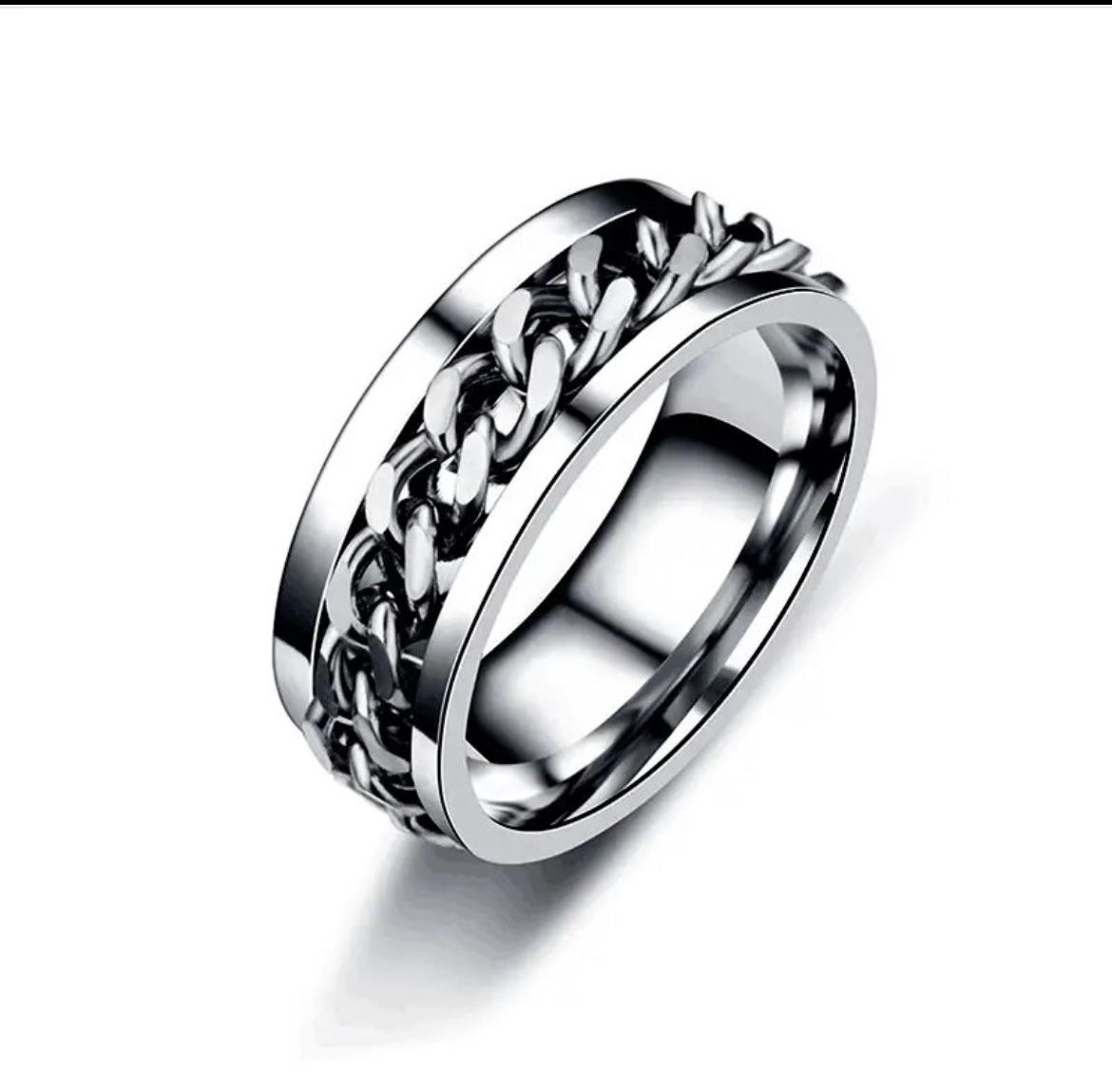 Stainless Steel Chain Rotating Ring For Men And Women