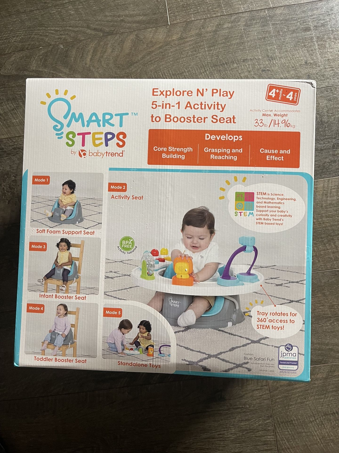 Smart Steps Explore N’ Play 5-in-1 Activity to Booster Seat - Blue Safari Fun 
