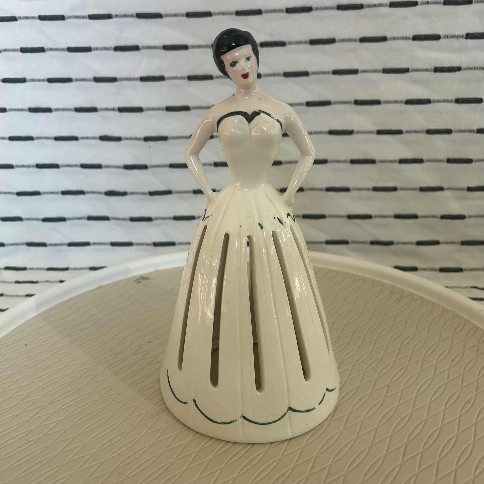 Vintage Lillian Vernon Ceramic Lady Napkin Hanky Holder Retro MCM Rockabilly