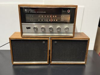 Vintage Penncrest 5905 AM/FM Stereo Receiver w/ Speakers Wood Cabinet Tested
