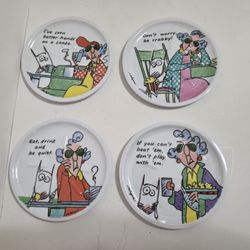 Vintage Shoebox Hallmark Maxine & Floyd Humorous Melamine & Cork Coasters
