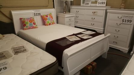 Brand new queen bed frame + dresser + mirror + nightstand