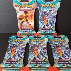 Pokemon Sleeved Booster Pack Scarlet And Violet Paradox Rift -(5) Packs For $40
