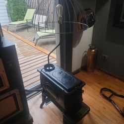 Pair Of Very Heavy Cast Iron Vintage Stoves Converted To Floor Lamps. $200 For Both
