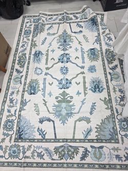 Large Floral Area Rug Blue and Green