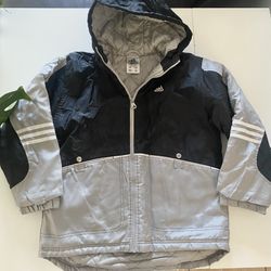 Boys Vintage Adidas Gray And Black Winter Snow Mountain Rain Coat Jacket Size L 14/16