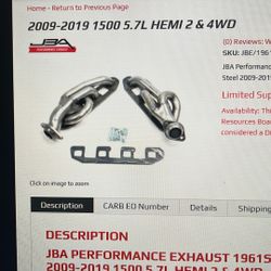 JBA Headers 2009-2019 Dodge Ram 1500 5.7 Hemi 