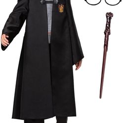 New Kids Harry Potter Robe Magic Wand Eyeglass frame,  Knit Scarf and  Tie - size medium large. 