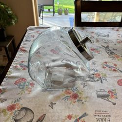 Vintage Medium 8" Clear Glass Tilt Candy / Cookie Jar