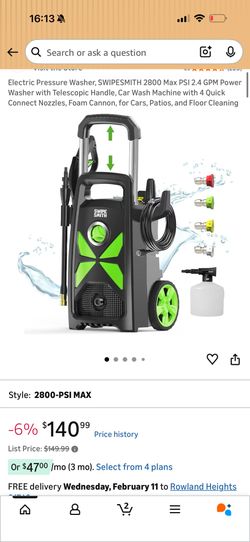 SWIPE SMITH Electric Pressure Washer 2800 PSI Max